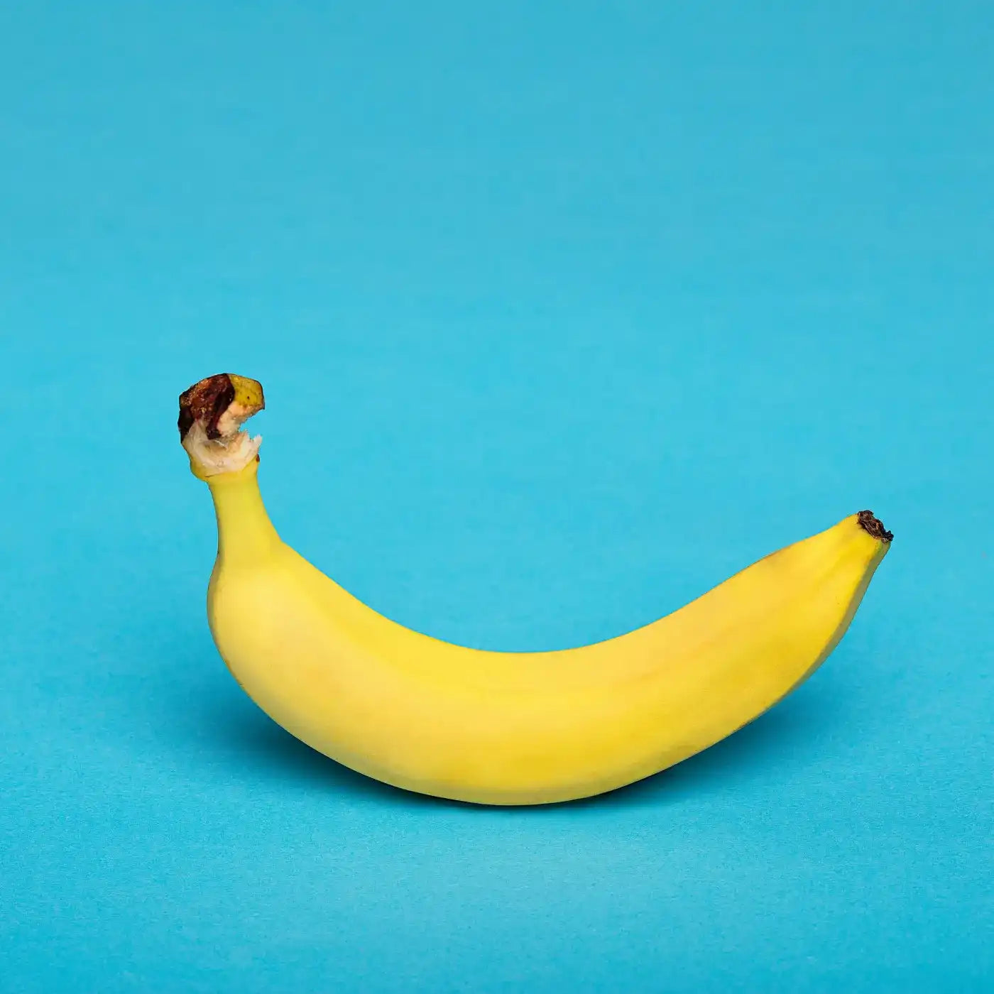 Een gele banaan op een blauwe achtergrond