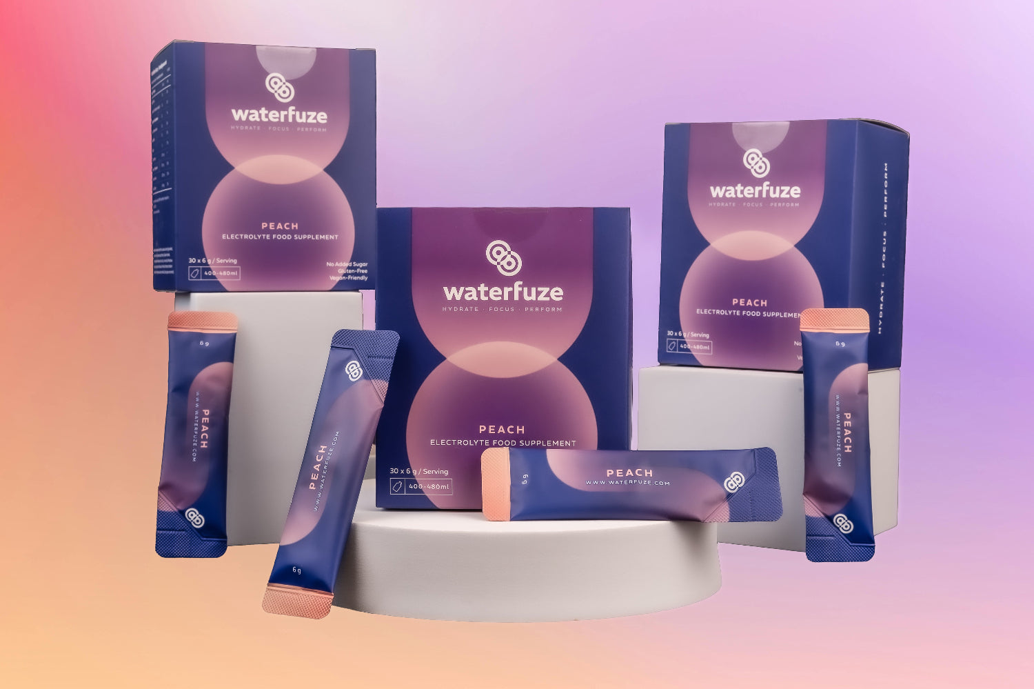 3x Waterfuze Peach supplement packages